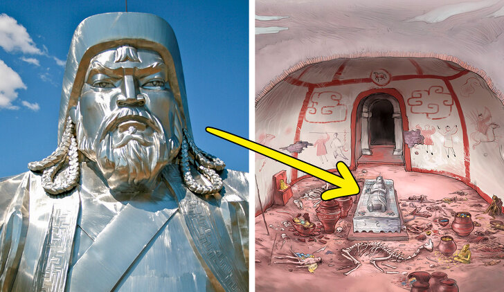 Похороненные ханы. Гробница Чингисхана. Мавзолей Чингисхана внутри. Могила Чингисхана.