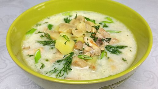 Сырный суп с курицей и грибами. Простой пошаговый рецепт