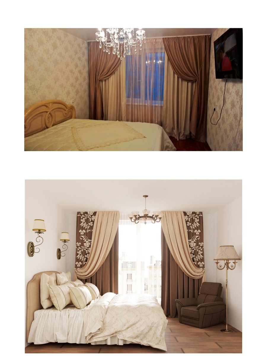 Обрисовали реальный интерьер в условно похожем виде в 3D