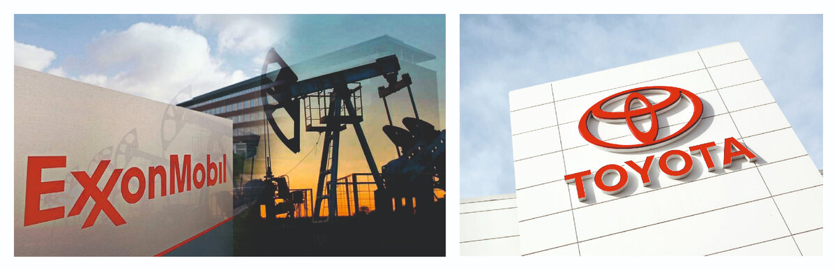 Бренды-гиганты Toyota и ExxonMobil