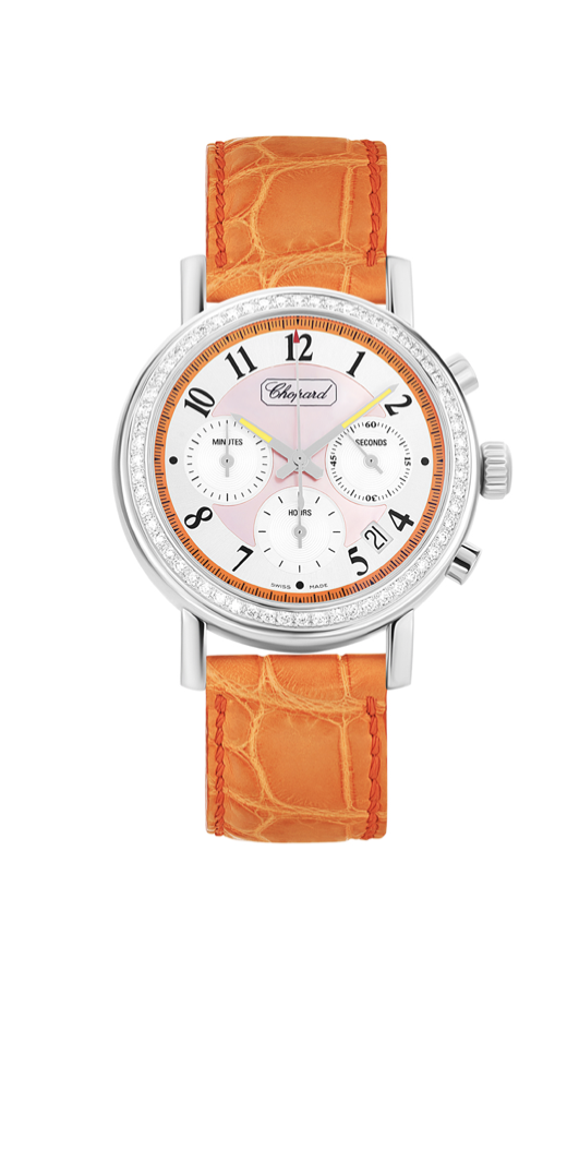 Хронограф Chopard Elton John в 39,1 мм корпусе из с бриллиантовым безелем и указателем даты. Ограниченная серия: 2000 шт
