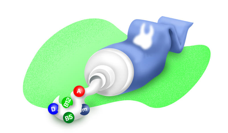 В зубные пасты добавляют витамины C, E, A, B5, B12 