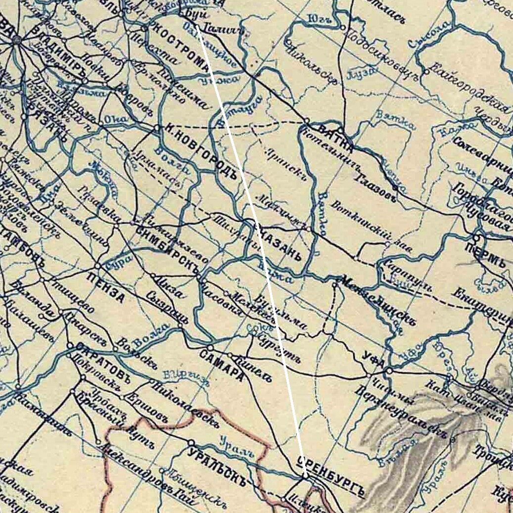 © public domain (Фрагмент карты Министерства путей сообщений Российской империи, 1916 г.)