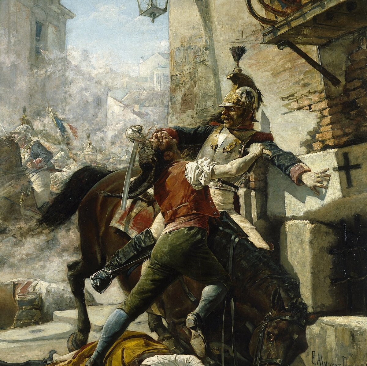 Тем временем шли бои за улицы Мадрида. Художник: César Álvarez Dumont