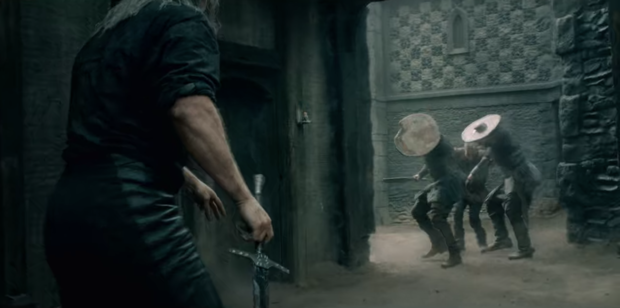 Знак Аард--Во время сражения в Блавикене Геральт нейтрализует людей принцессы Ренфри при помощи знака Аард, телекинетического взрыва — приема, который он часто использует как в книжной серии, так и в играх.