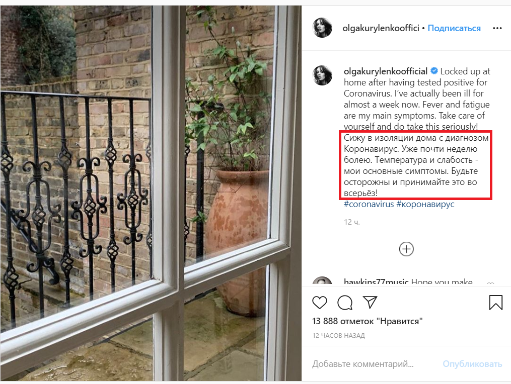 Инстаграмм Ольги. Красным все подсвечено...