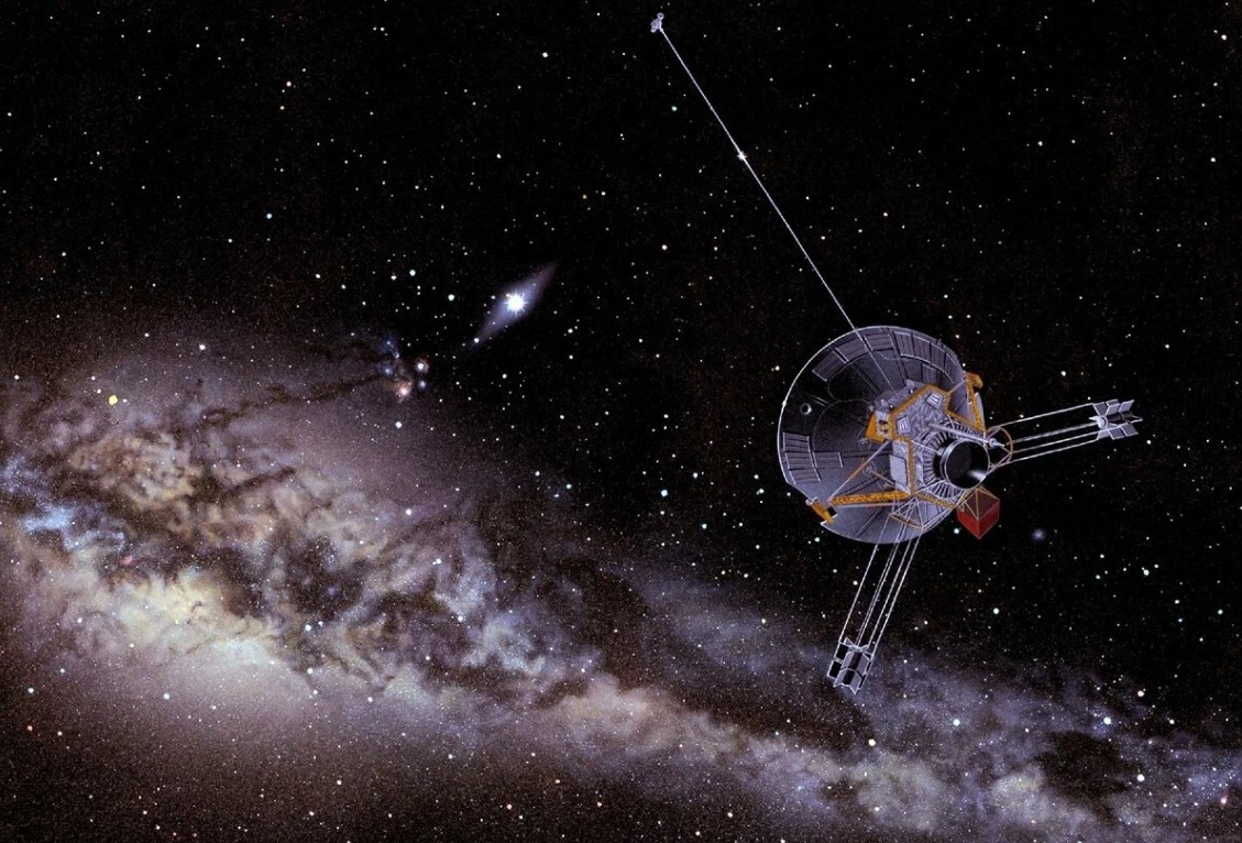 Зонд "Пионер" на фоне галактики. Реконструкция