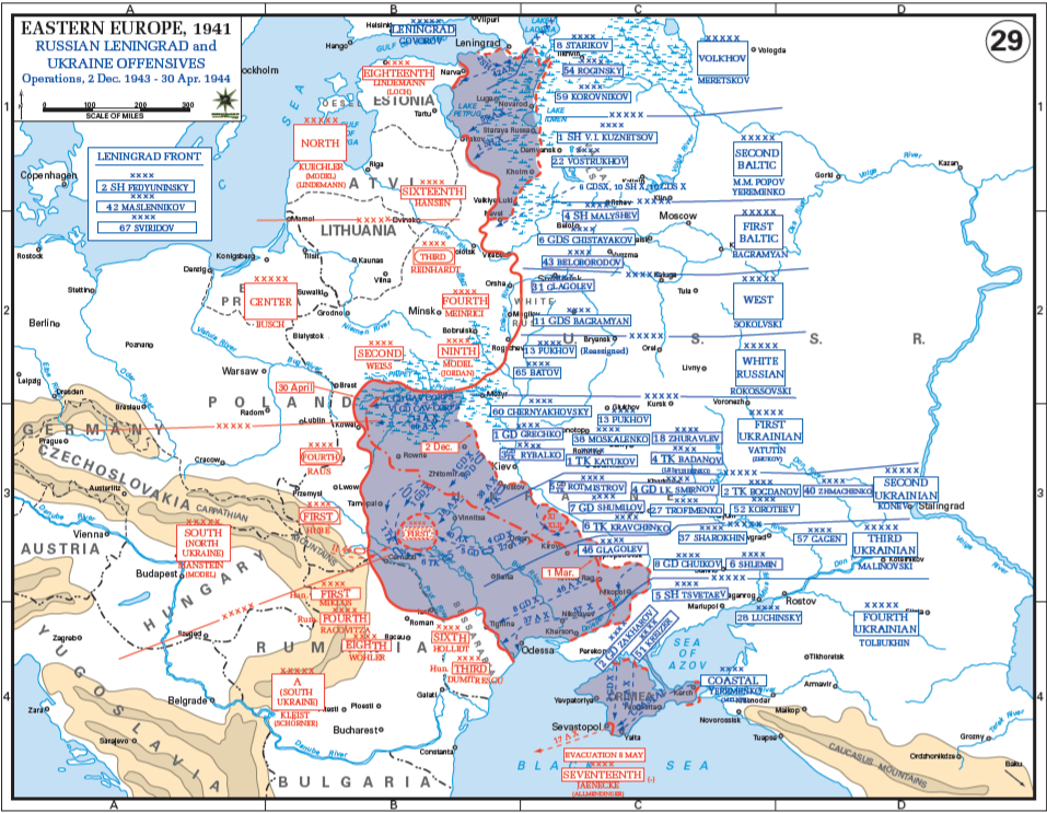1-3й удары, декабрь 1943 - май 1944 (источник - военная академия США, USMA) 