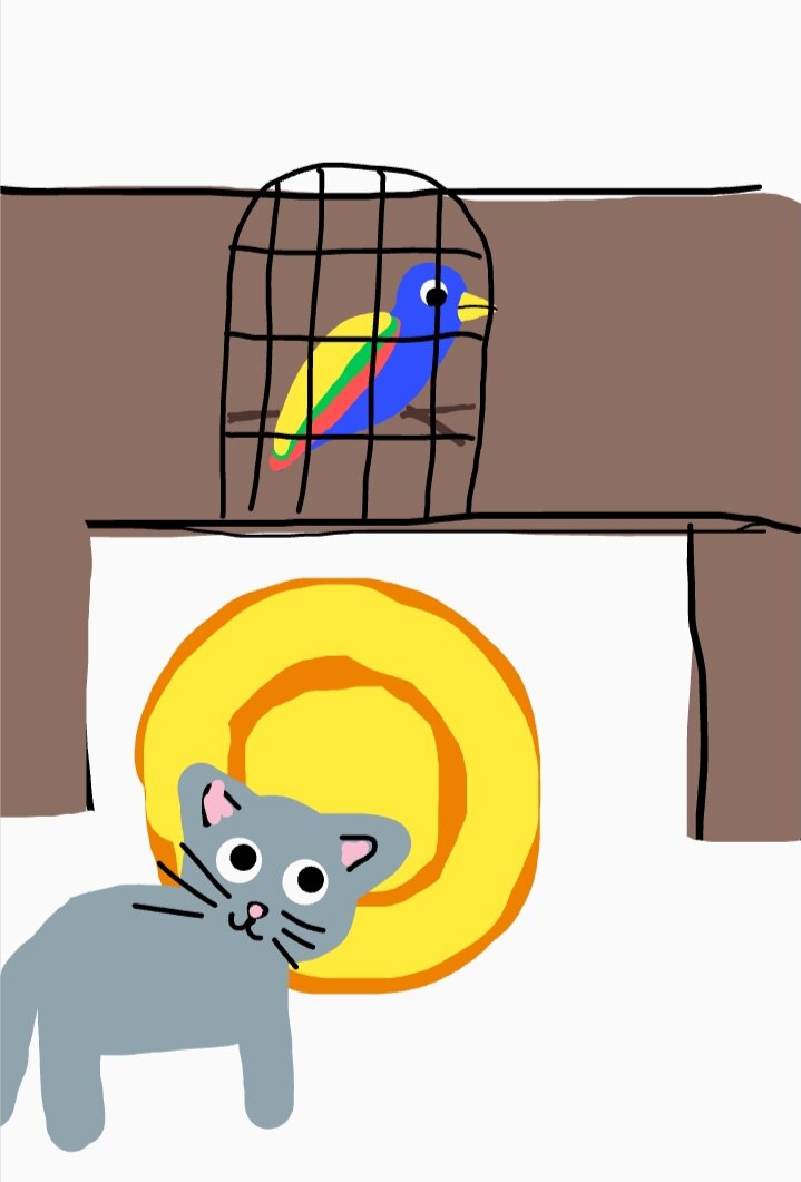 Рисунок "Кот и попугай" 