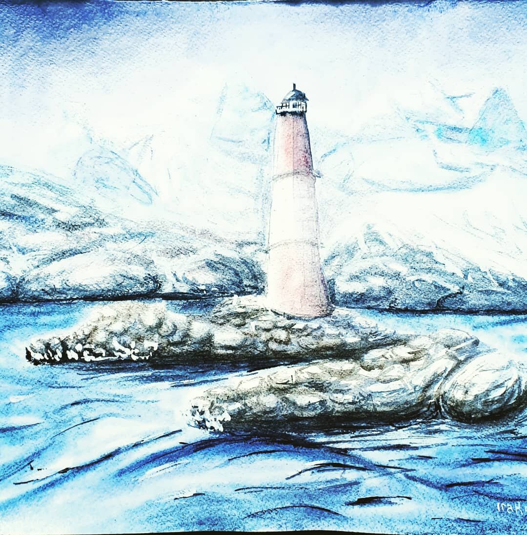 Акварель задание для #маякомарафон3 маяки Америки . 
