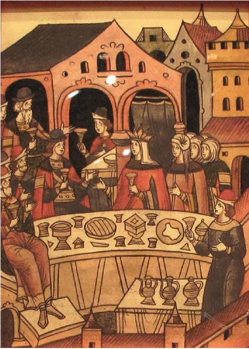 Свадьба Дмитрия и Евдокии. (Лицевой летописный свод XVI в.). Миниатюра. Копия. Из собрания Государственного музея-заповедника «Куликово поле»