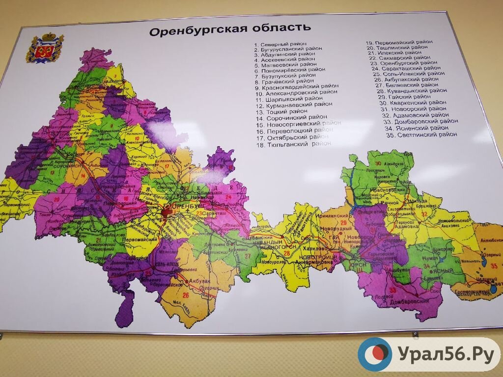 Карта оренбуржья