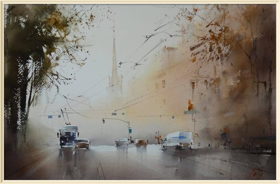 � ���� ������ / Ilya Ibryaev "Morning . The city wakes up ..." 35x53 cm / "������ ����. ����� �����������..." 35x53 ��