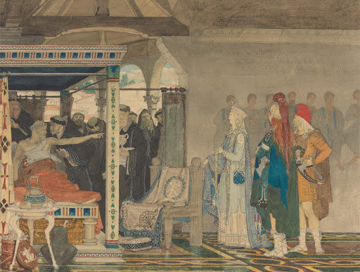 Фредегонда у ложа умирающего Претекстата.