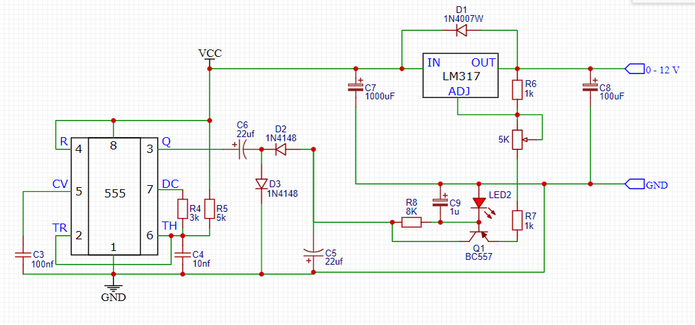 Источник питания на таймере ви1(ne) в формате pcad circuit