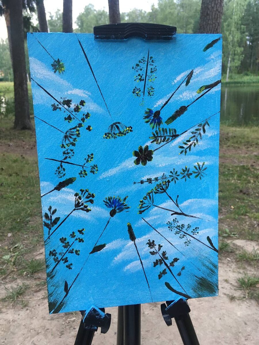 Рисуем Поле с травой (акриловые краски) | МК | Дзен