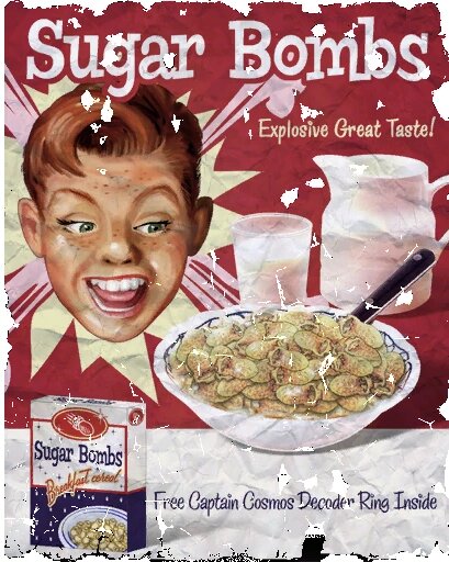 Рекламный плакат Сахарных Бомб