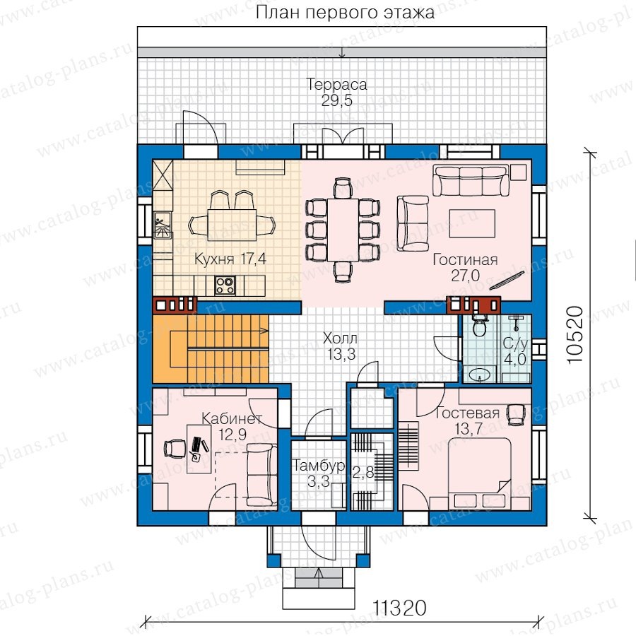 Проект трёхэтажного кирпичного дома 288м² с террасой, для комфортной жизни  семьи из 5 человек | Проекты Коттеджей | Дзен