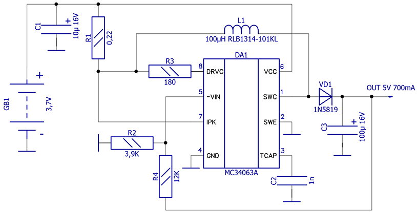 Преобразователь на mc34063a схема