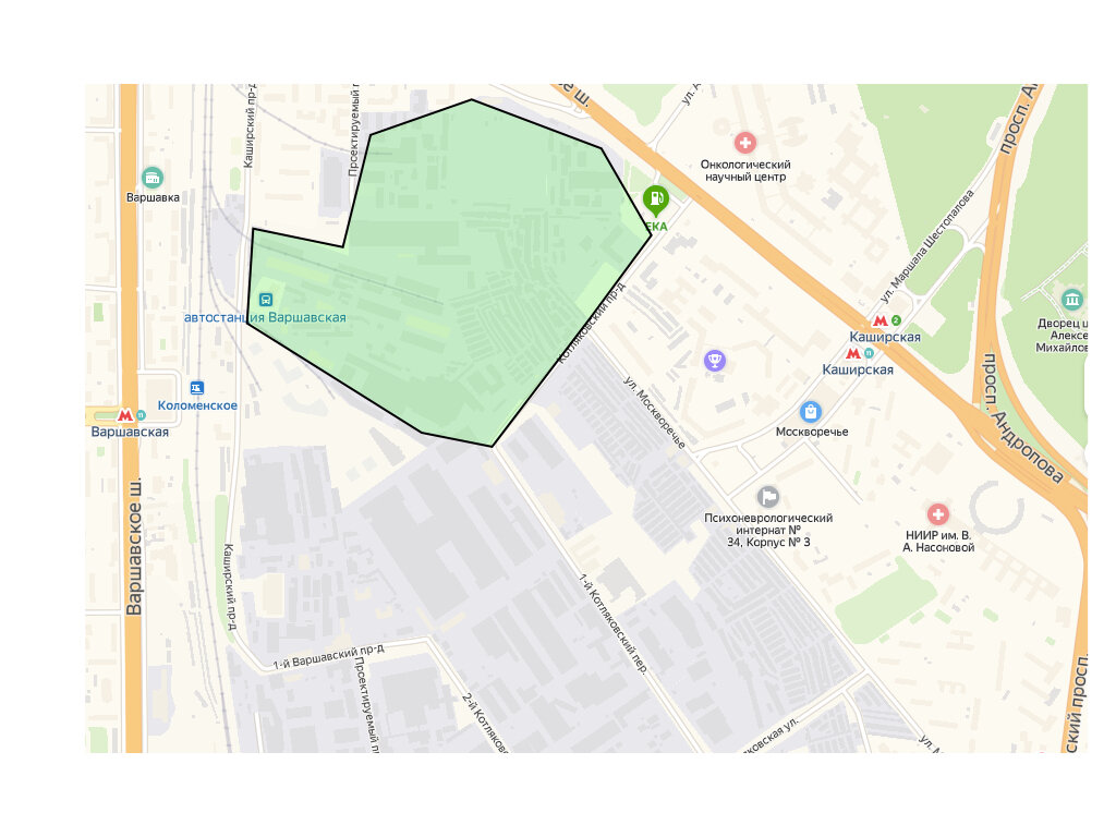 Большая промышленная зона рядом с метро Варшавская и платформой Коломенская (Павелецкого направления железной дороги)