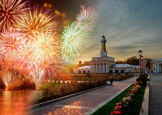 10 августа. Шоу фейерверков в Костроме.