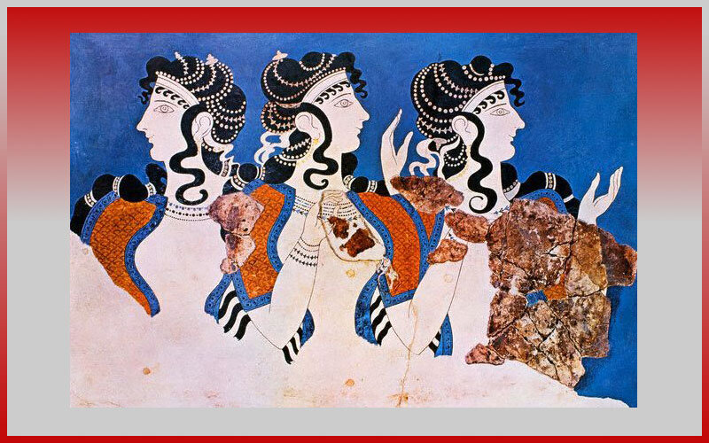 Минойская фреска. Дамы в голубом. Археологический музей Ираклиона.