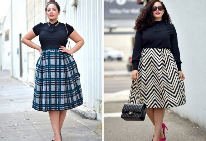 Юбка-трапеция маскирует пышные бедра и делает акцент на талии (https://womanadvice.ru)