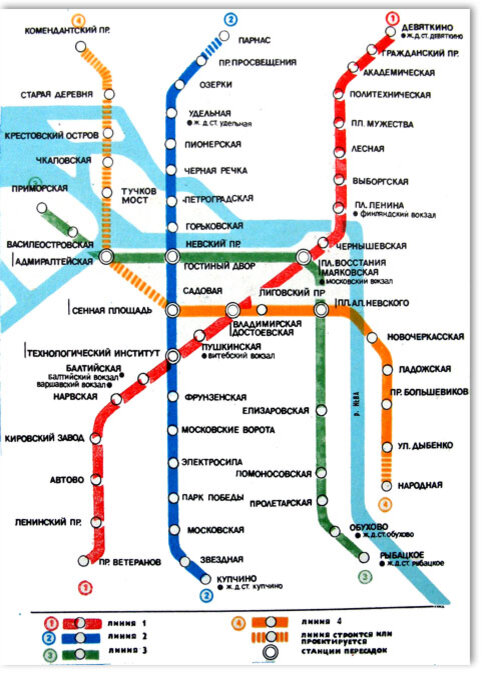 Схема метро питерского метрополитена