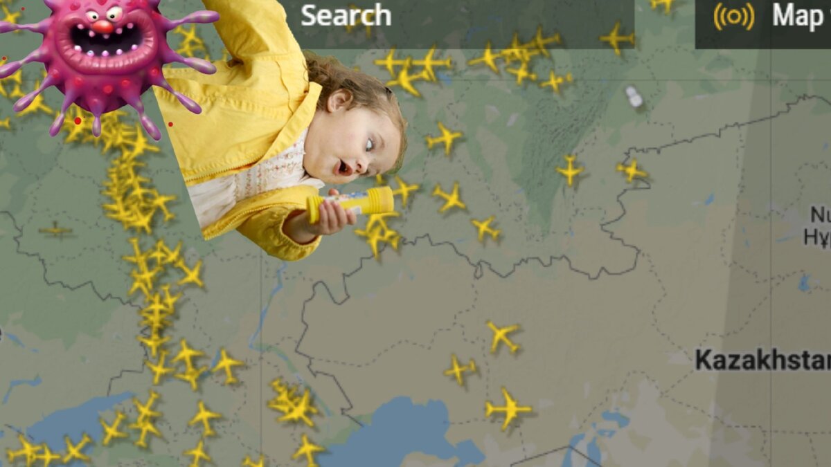 На Flightradar видно, как на юг из Москвы плотным косяком летят самолеты 