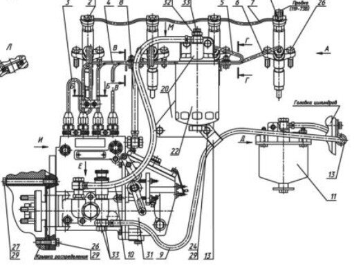 Схема подключения топливных трубок на мтз 80