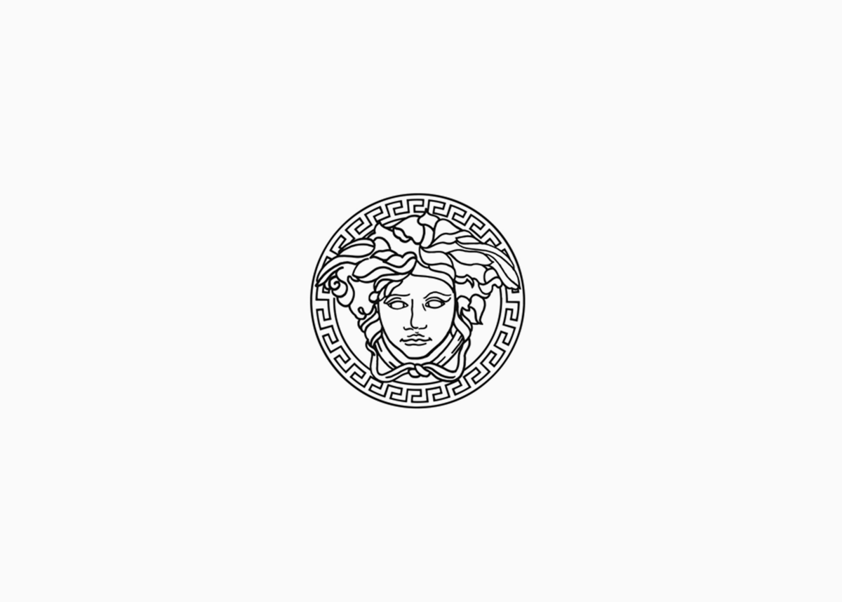 974 5. Versace logo. Логотип Версаче на белом фоне. Эмблема Версаче медуза Горгона. Герб Версаче.