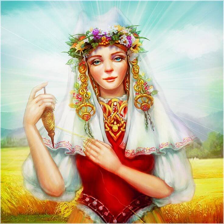 Мокошь прядёт свою пряжу. Современное изображение