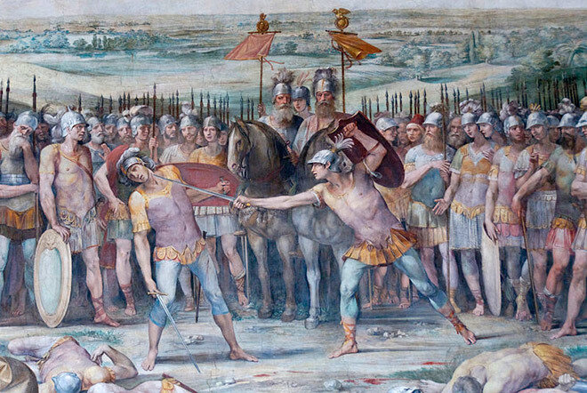 Битва Горациев и Куриациев. Картина Джузеппе Чезари. 1612–1613 годы
© Wikimedia Commons