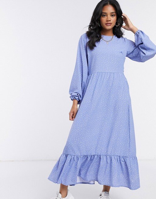 Свободное платье миди в горошек Missguided 