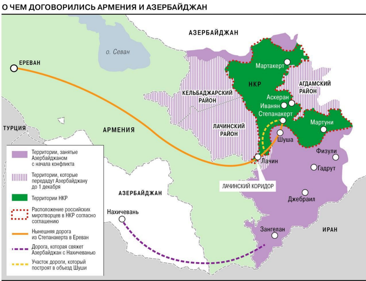 На фото из сети. Карта предполагаемых договоренностей между Арменией и Азербайджаном..