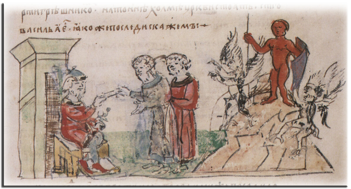 Установление идолов в 980 году. Миниатюра Радзивилловской летописи.