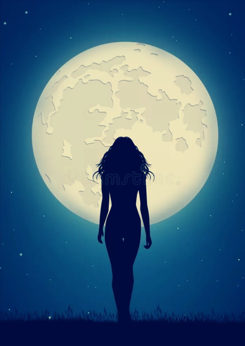 Женщина на фоне Луны