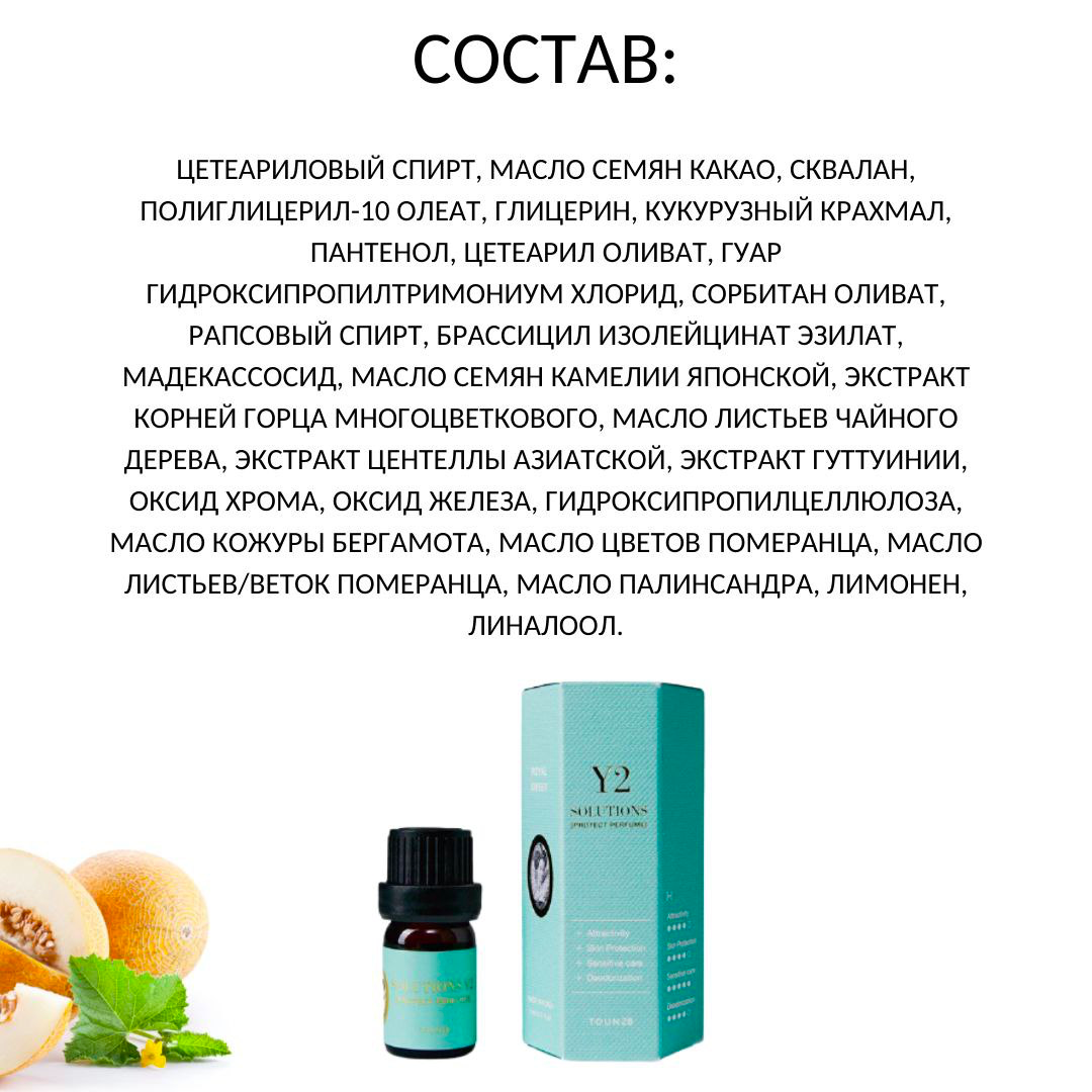 Состав парфюмированного средства для защиты кожи за женской деликатной зоной Y от TOUN28 