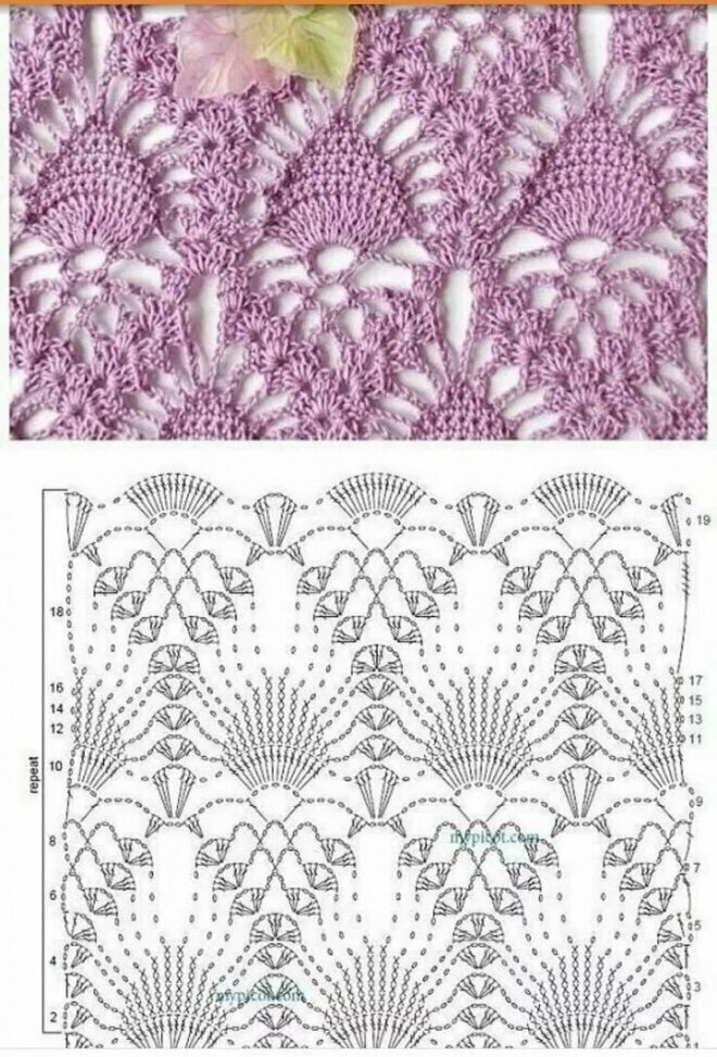 Ажурный узор крючком схема фото