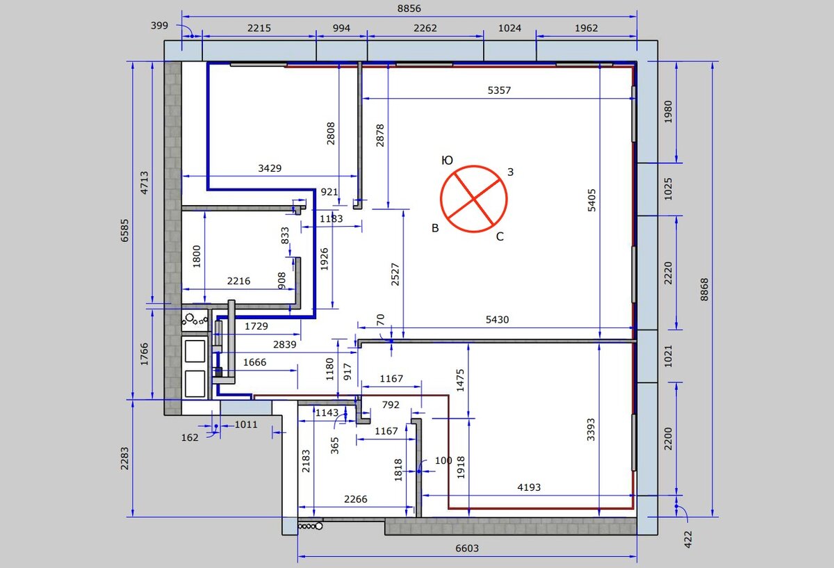 изначальная планировка по замеру