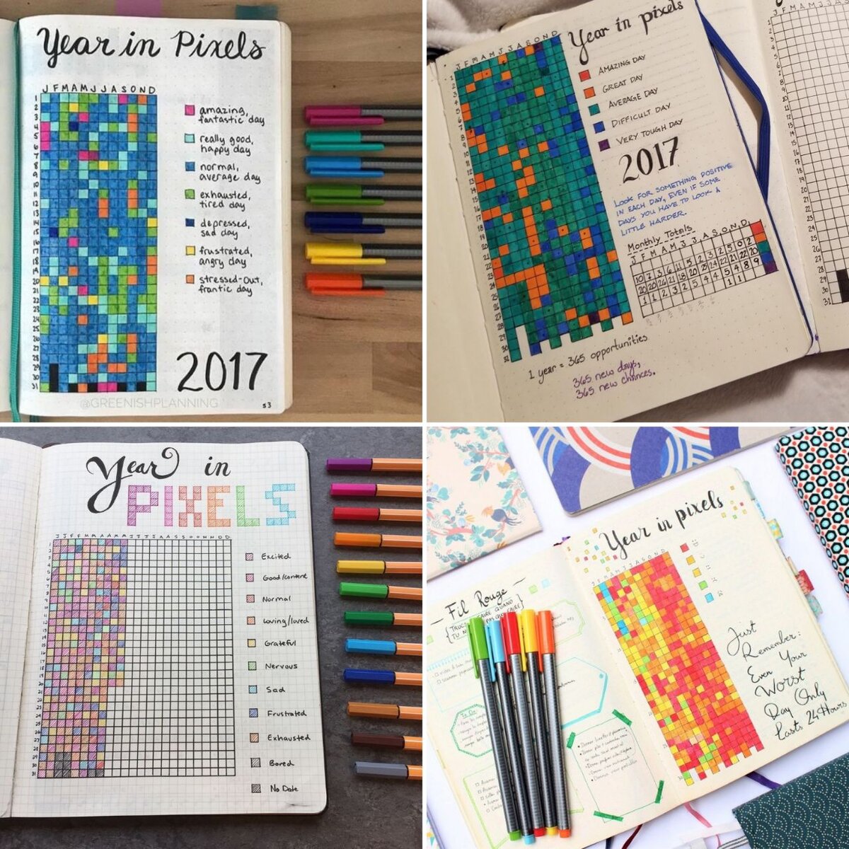 Примеры техники Year in Pixels