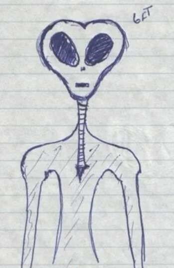 Зарисовка одного из пришельцев Колином Райтом