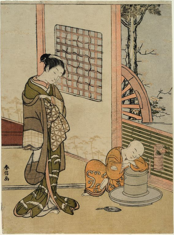 Artist:Suzuki Harunobu Title:The Sleeping Chabo-zu Date:c. 1767