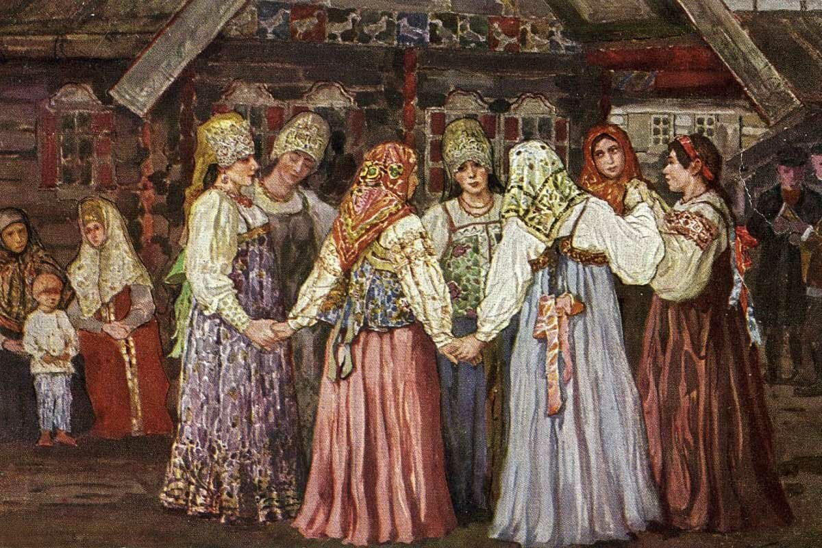 Фольклор на руси. Плотников Владимир Александрович (1866 - 1917). Плотников Владимир Александрович художник. Мясоедов художник смотрины невесты. Древняя Русь хоровод.