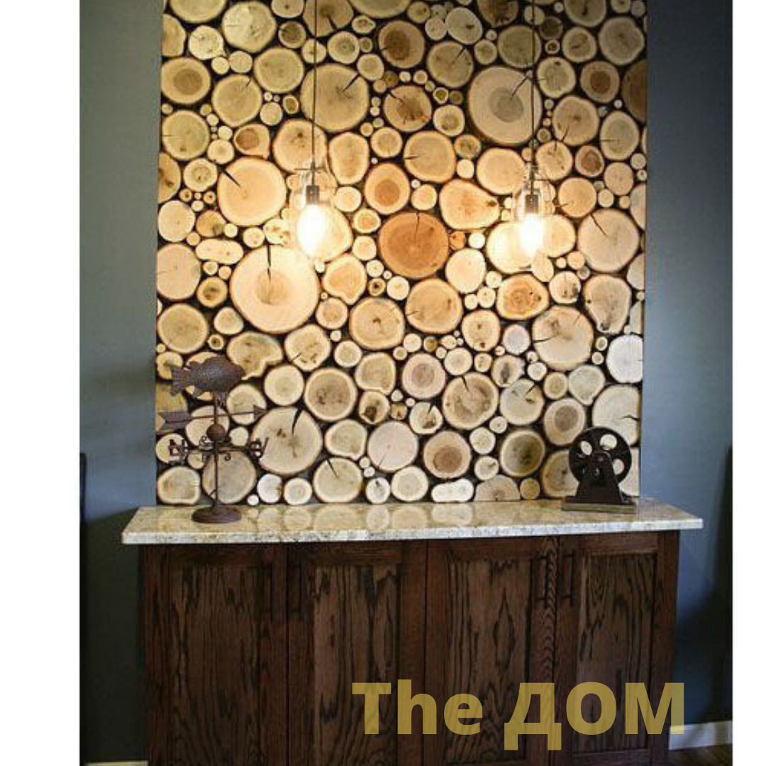 Панно из спиленных кусочков ствола и веток