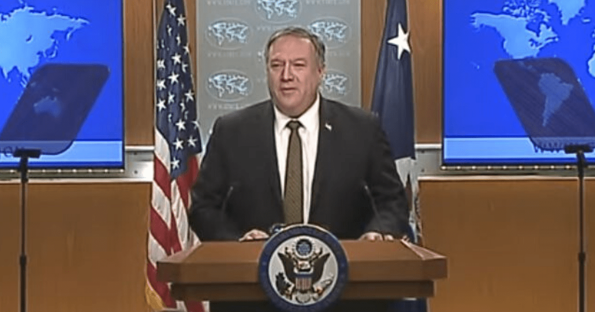 Госсекретарь США Майк Пампео на пресс-конференции 10 июня 2020 года