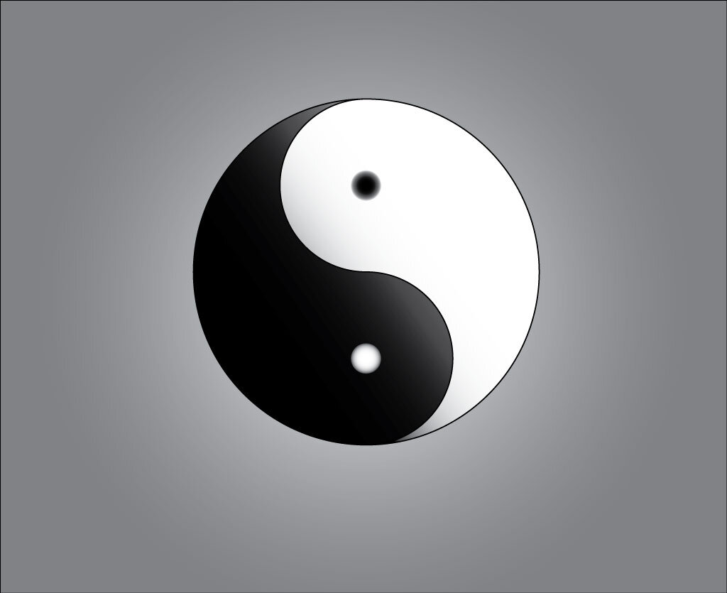 Инь белый или черный. Символ Инь Янь. Китайская Монада Инь-Янь.