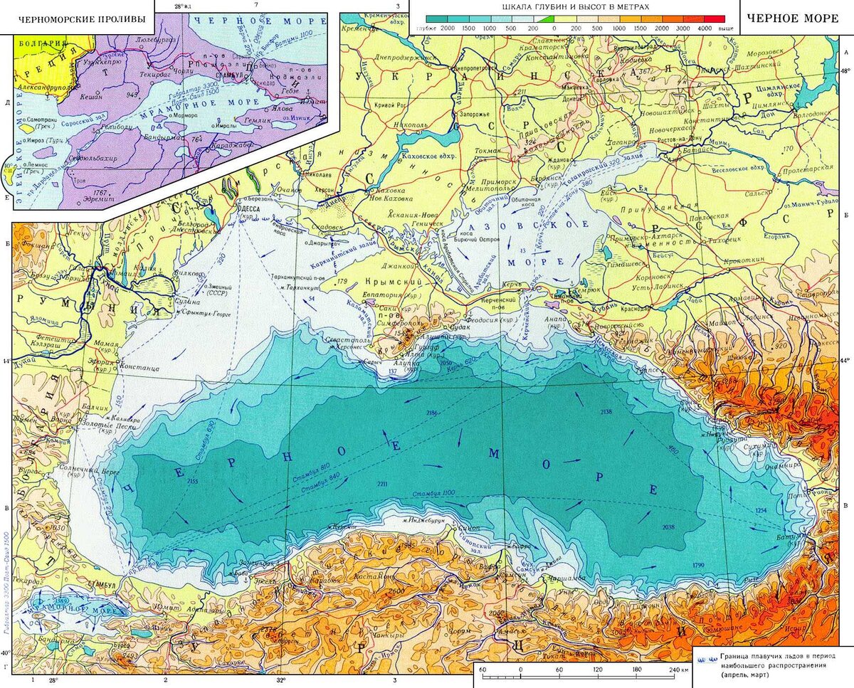 Карта границ черного моря