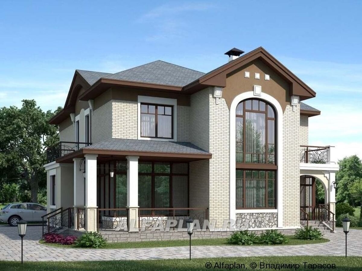 НА СЛАЙД-ШОУ 6 ФОТО: Проект загородного дома 98А "Голицын", планировка, фото построенных домов
