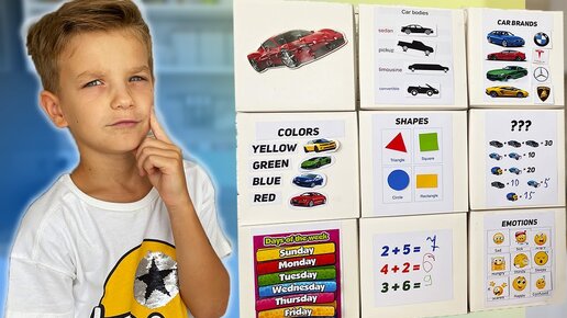 Mark with cars learn how to open toy boxes by solving Logic Games and Activities